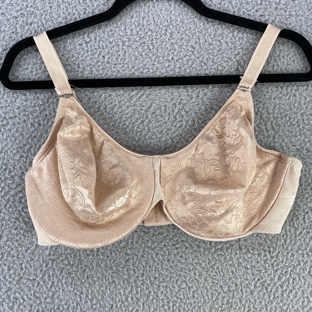 Bali Bra Size 38DD Unpadded Sheer Layer Beige 3322 Underwire